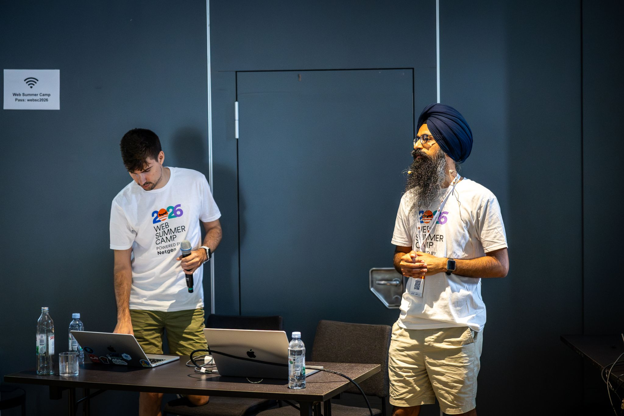 Dani Coll and co-presenter at Web Summer Camp 2026 workshop